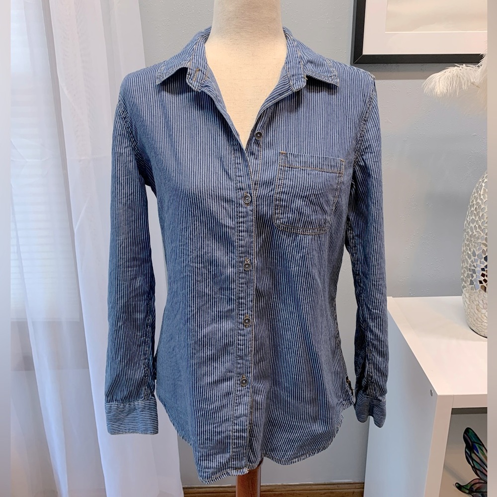Seven women’s striped button down shirt size medium